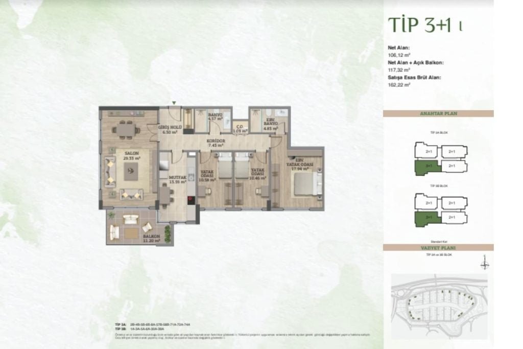 Tema Istanbul Floor Plan 3+1