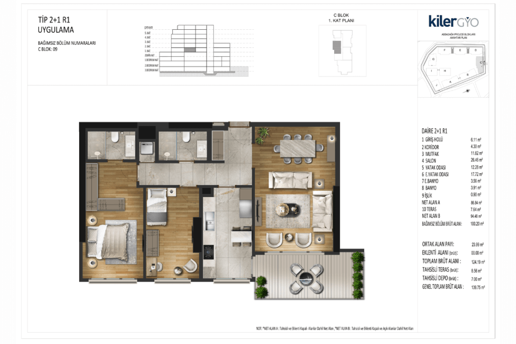 Referans Besiktas Floor Plans 2+1