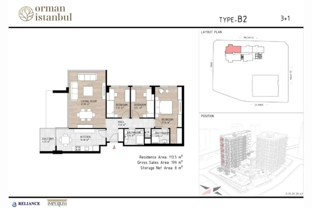 Orman Istanbul Kagithane Floor Plan 3+1