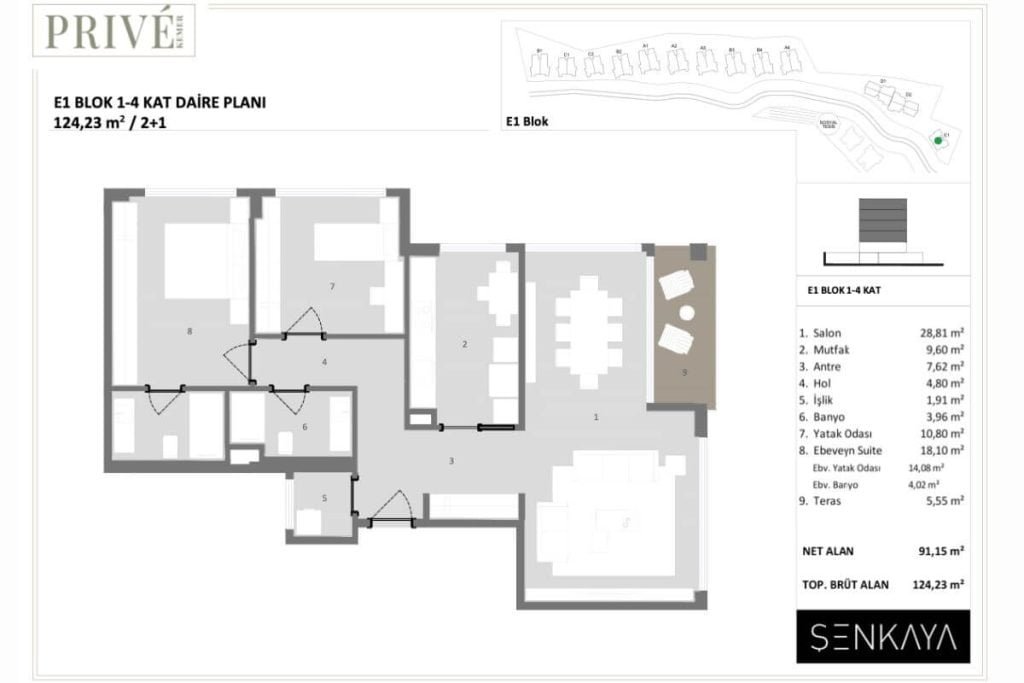 Prive Kemer Floor Plan 2+1