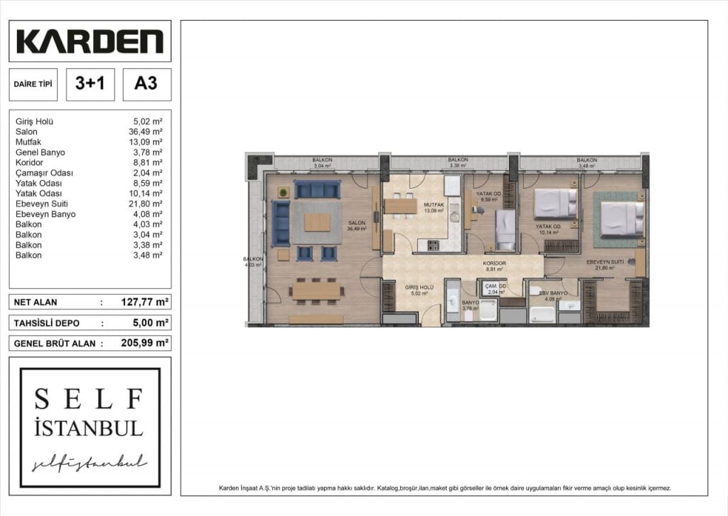 Self Istanbul Floor Plan 3+1
