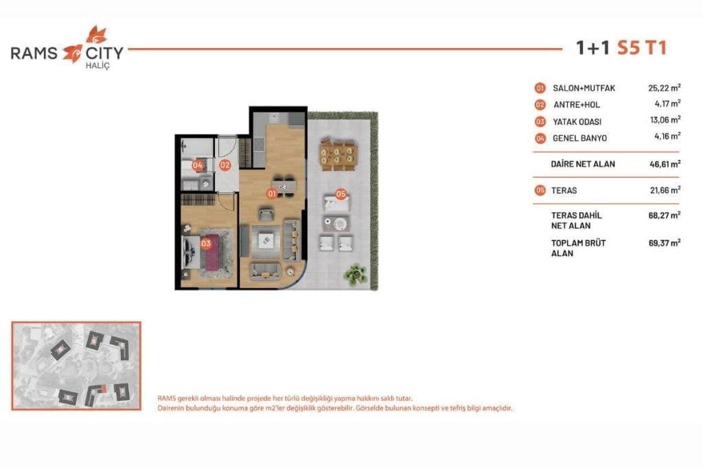 Rams City Halic Floor Plan 1+1