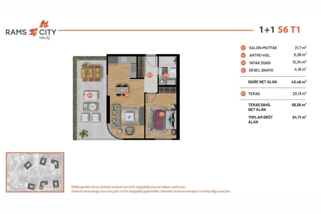 Rams City Halic Floor Plan 1+1