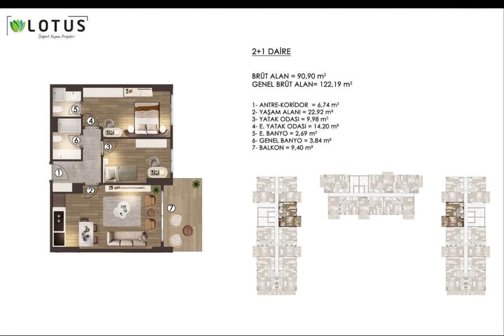 Lotus Gol Evleri 2+1 Floor Plan