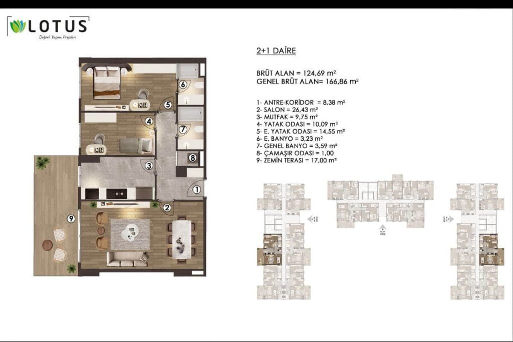 Lotus Gol Evleri 2+1 Floor Plan