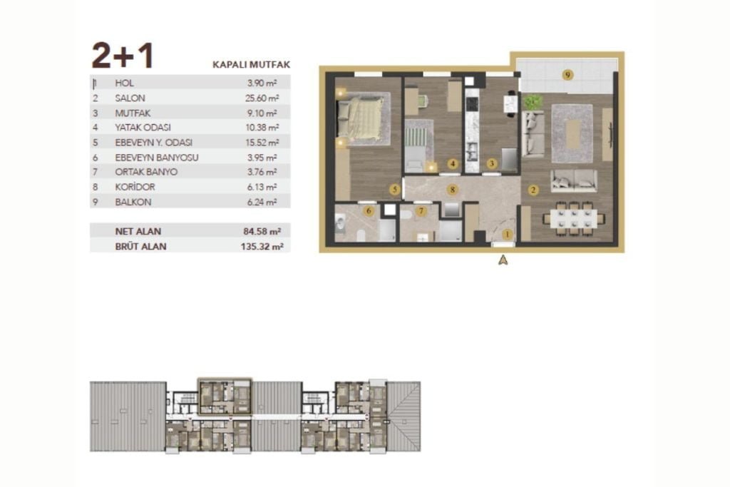 Bab Istanbul 2+1B Floor Plan