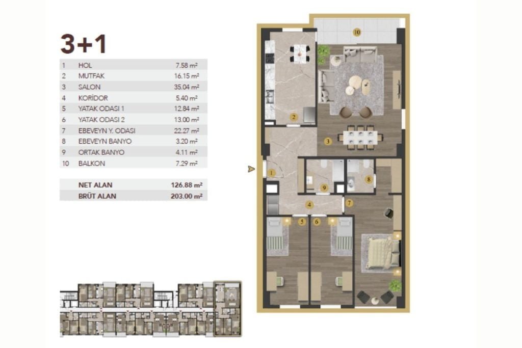 Bab Istanbul 3+1 Floor Plan