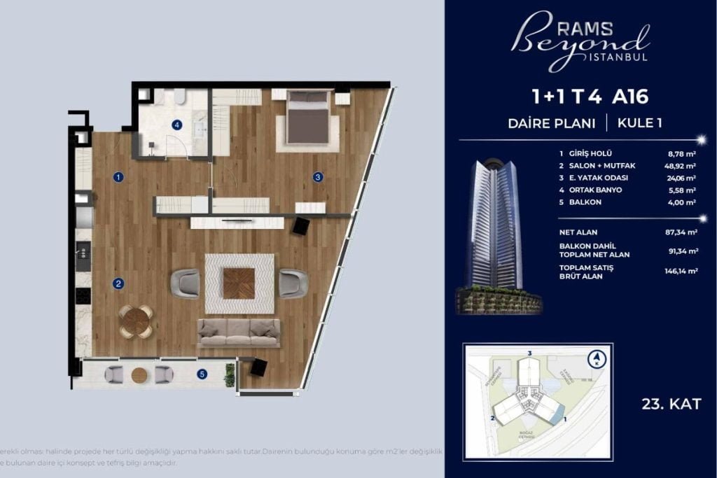 Rams Beyond Istanbul Floor Plan 1+1