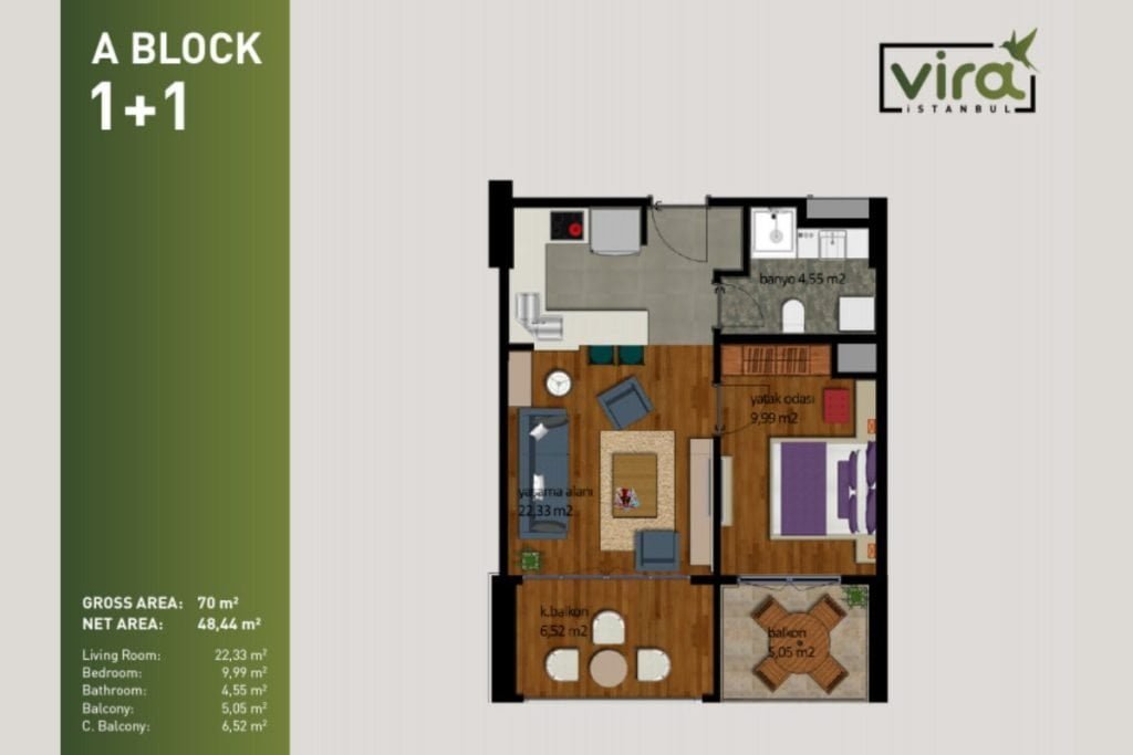 Vira Istanbul Floor Plan 1+1