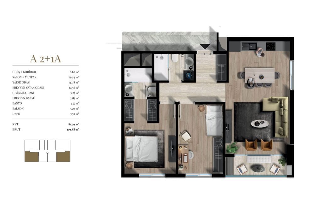 Dia Centro Floor Plan 2+1