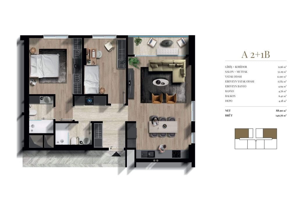 Dia Centro Floor Plan 2+1