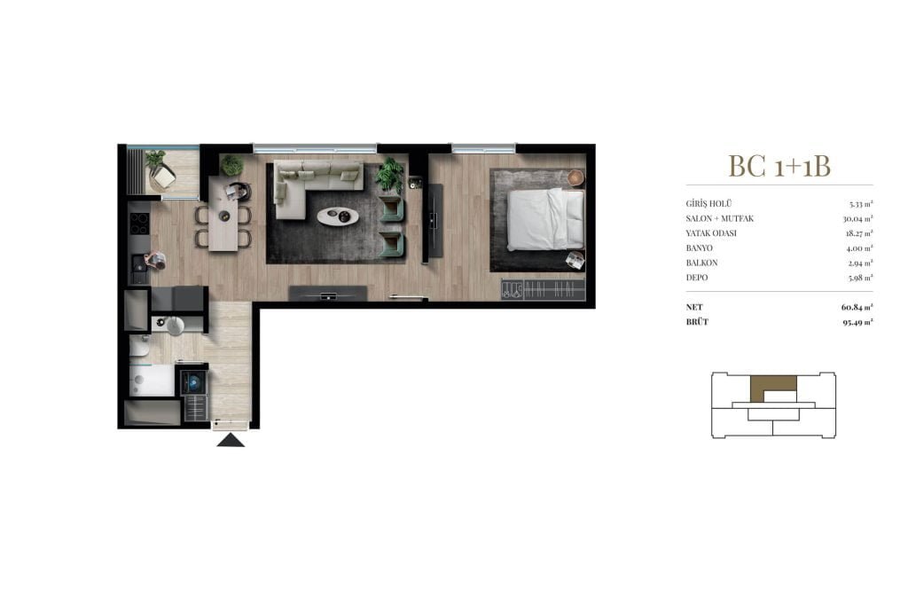 Dia Centro Floor Plan 1+1