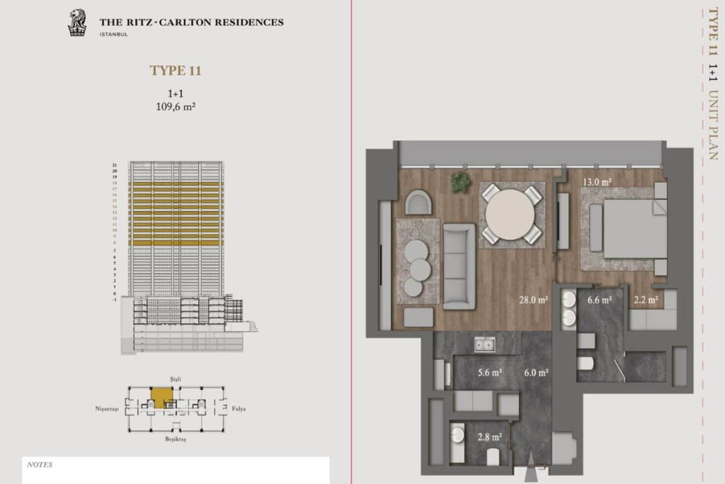 Ritz-Carlton Residences Floor Plan 1+1