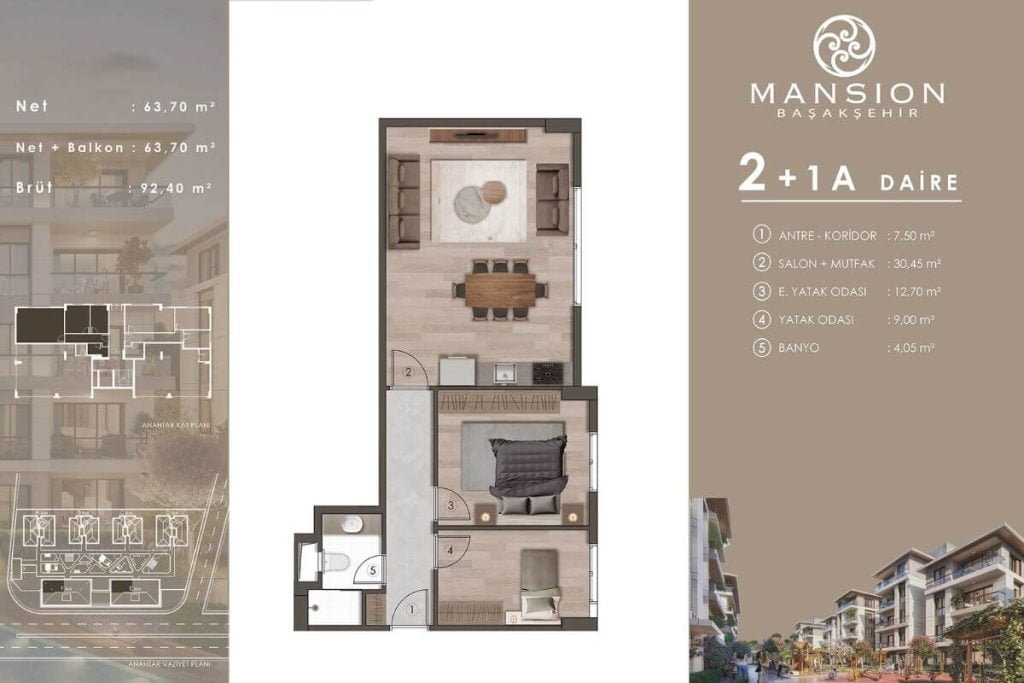 Mansion Cadde 2+1A Floor Plan