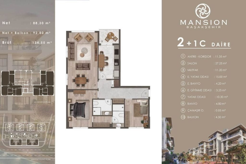 Mansion Cadde 2+1 Floor Plan