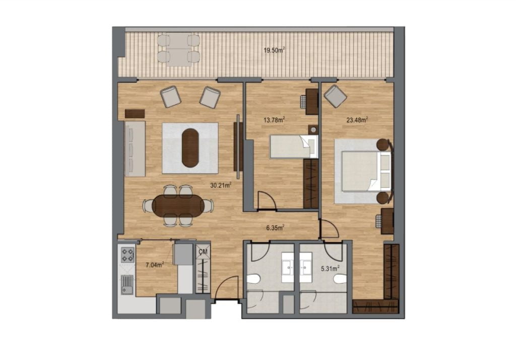 Bomonti Residence Rotana Floor Plan 2+1
