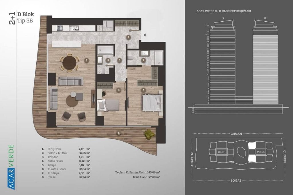 Acarverde Residence Floor Plan 2+1