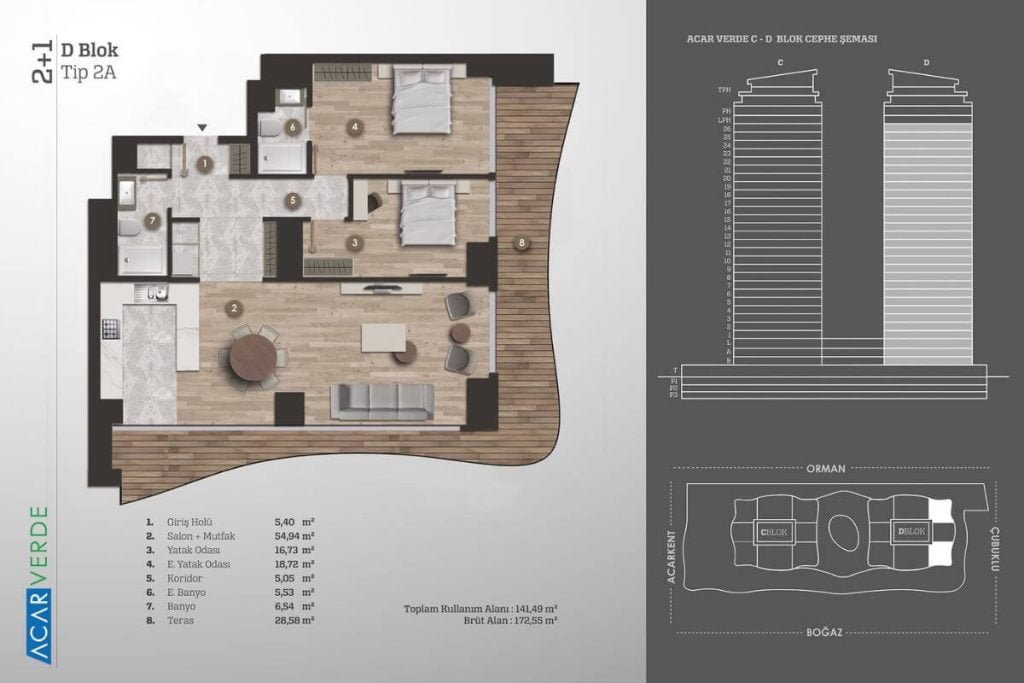 Acarverde Residence Floor Plan 2+1