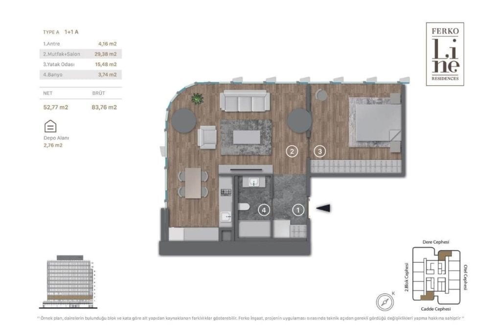 Ferko Line Residence Floor Plan 1+1