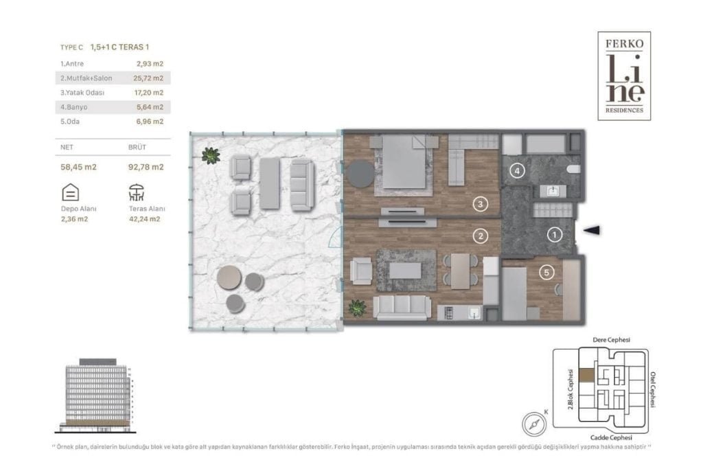 Ferko Line Residence Floor Plan 1.5+1