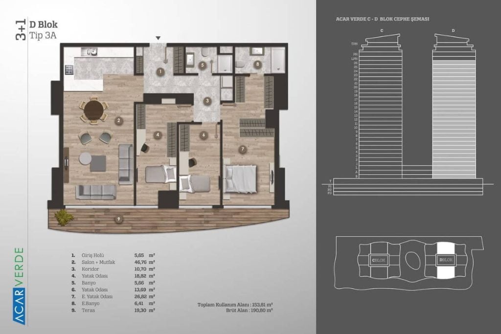 Acarverde Residence Floor Plan 3+1