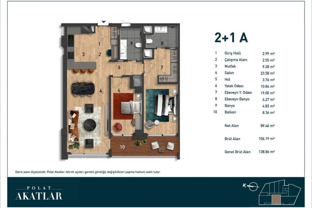 Polat Akatlar Etiler Floor Plan 2+1