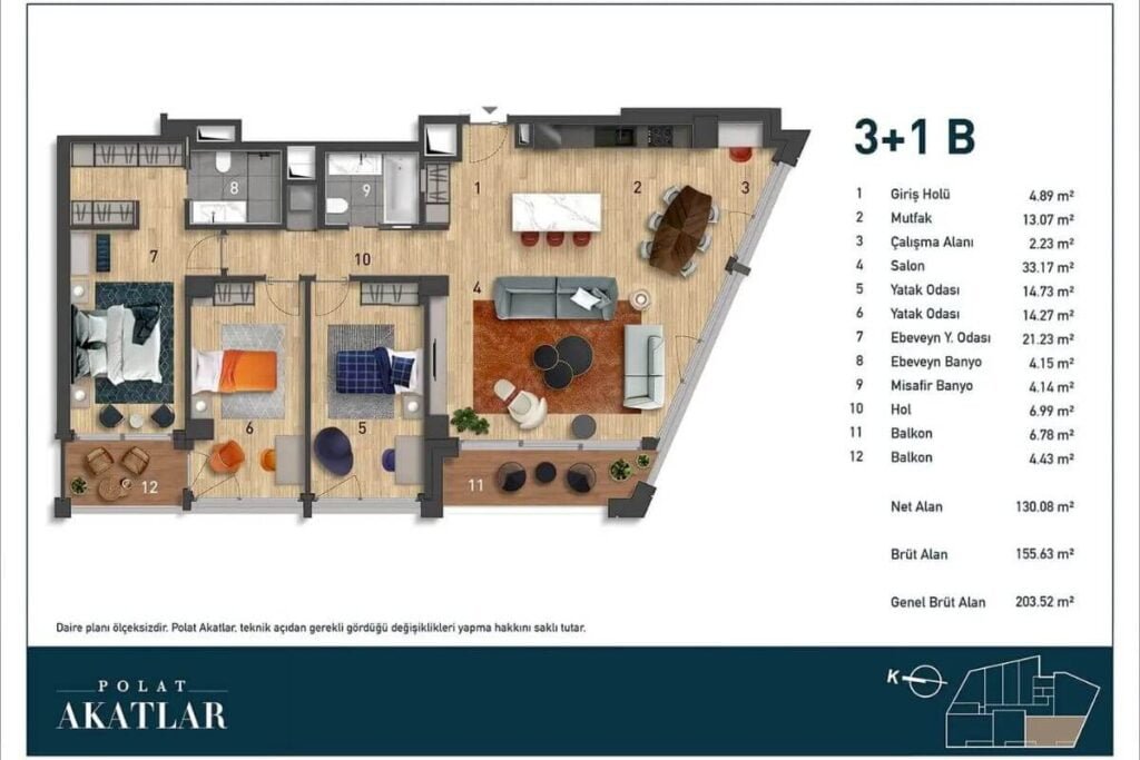 Polat Akatlar Etiler Floor Plan 3+1