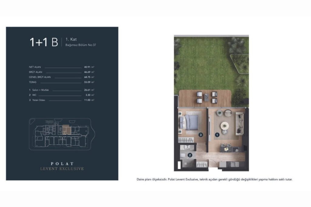 Polat Levent Exclusive Floor Plan 1+1