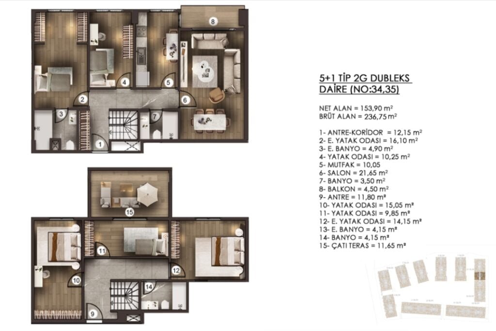 Alya Konutlari Merkezefendi Floor Plan 5+1 DPLX