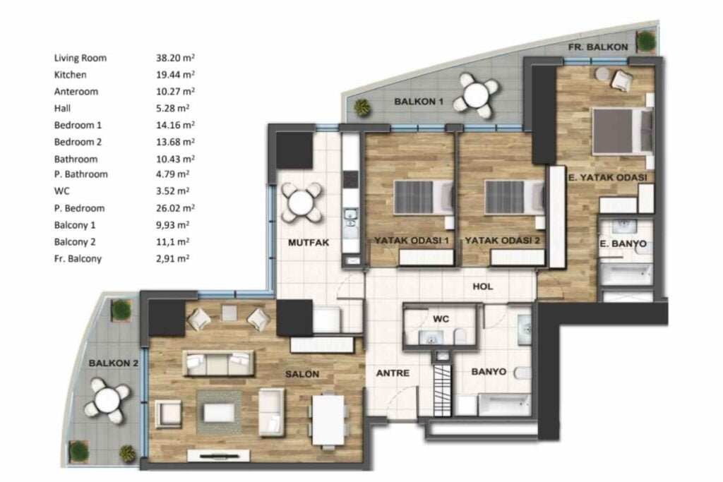 Manzara Adalar Floor Plan 3+1