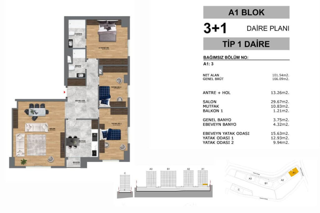 Yeni Eyup Evleri 2+1 Floor Plan