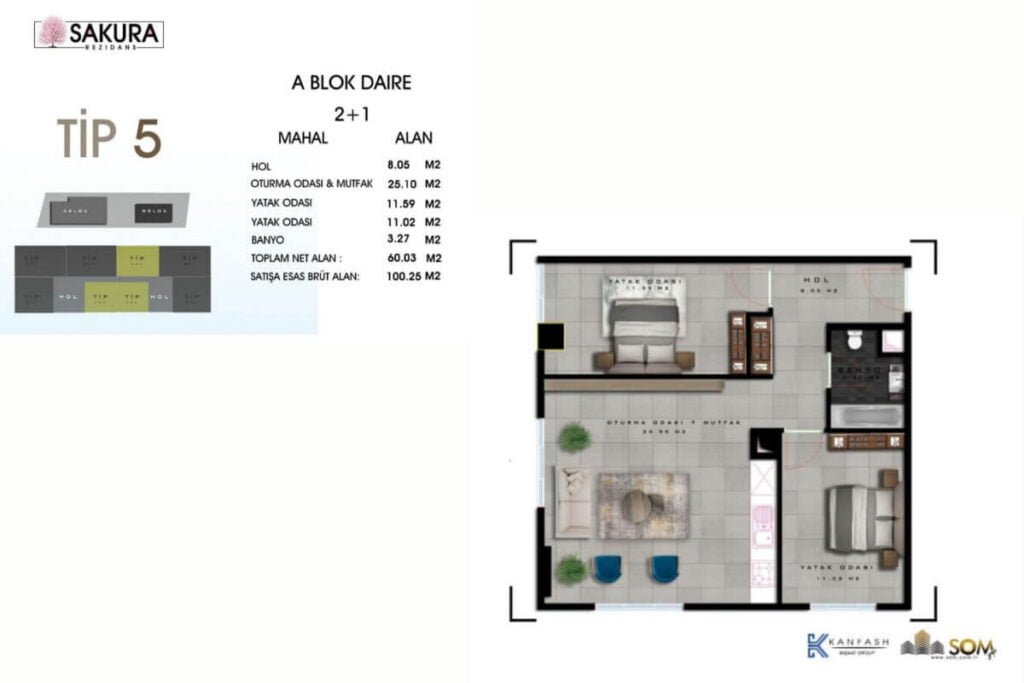 Sakura Residence Floorplan 2+1