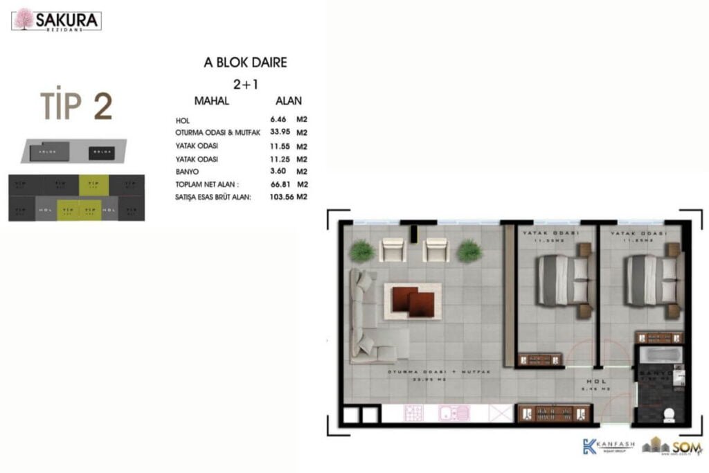 Sakura Residence Floorplan 2+1