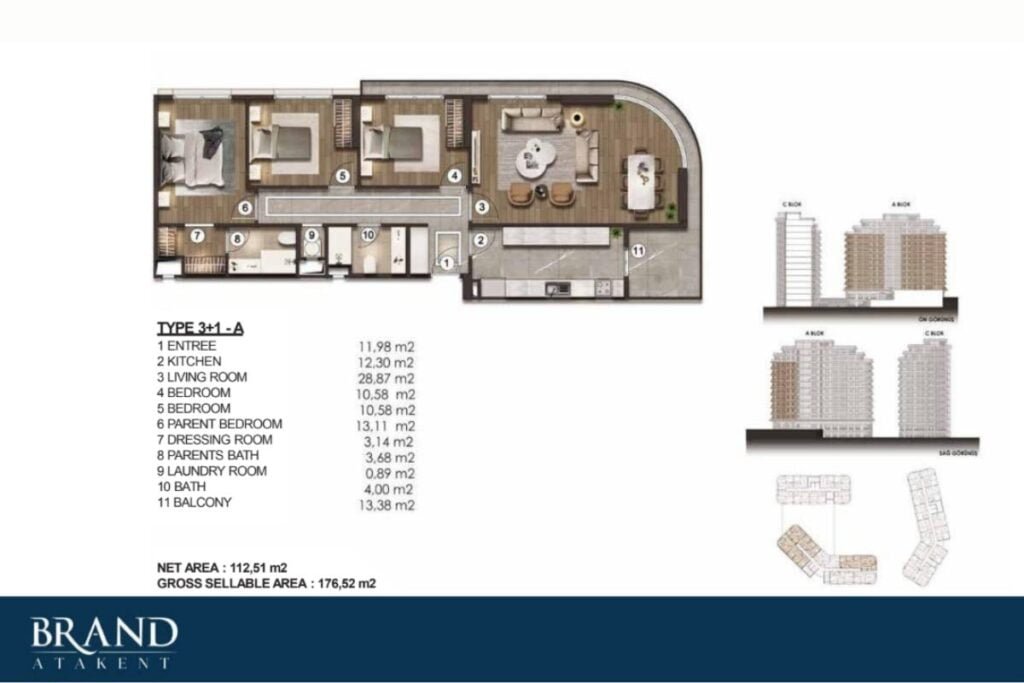 Brand Atakent Floor Plan 3+1