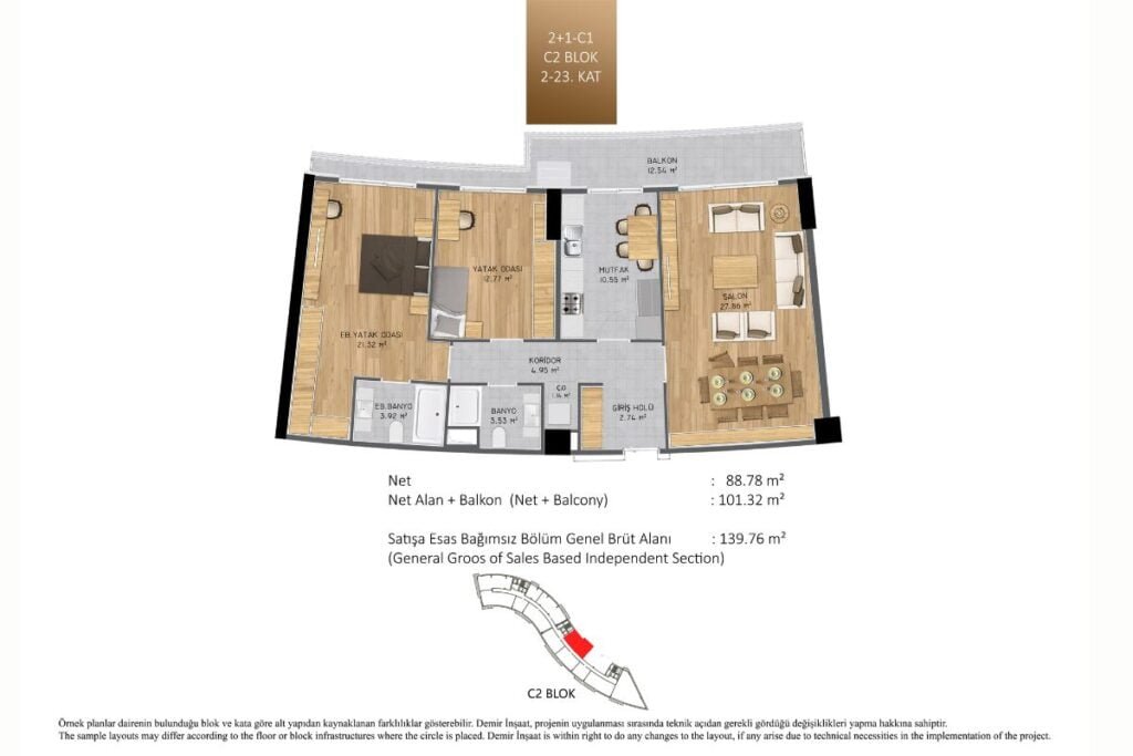 Demir Life Floor Plan 2+1