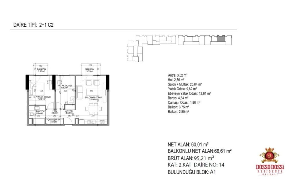 Dosso Dossi 2+1 Floor Plan