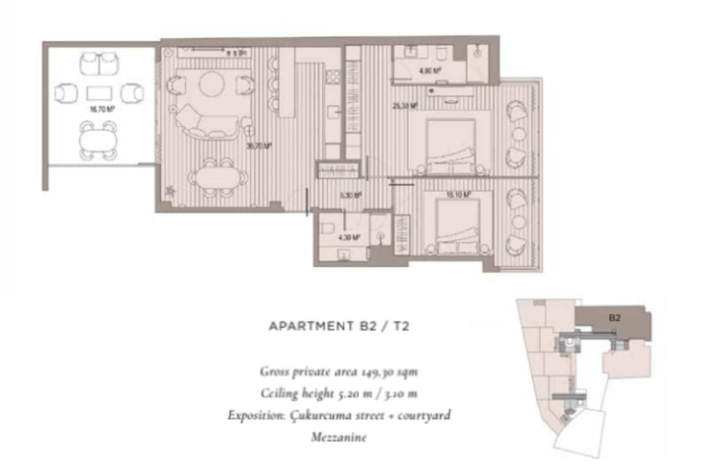 Tomtom Townhouse Beyoglu Floor Plan 2+1