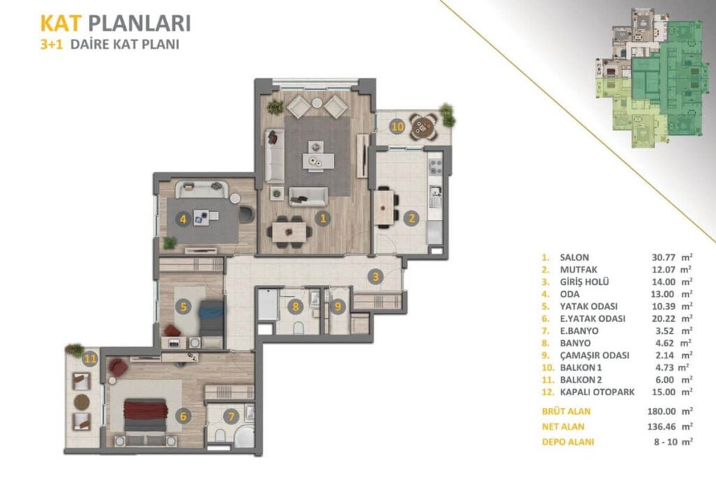 Banu Evleri Bahcekent 3+1 Floor Plan