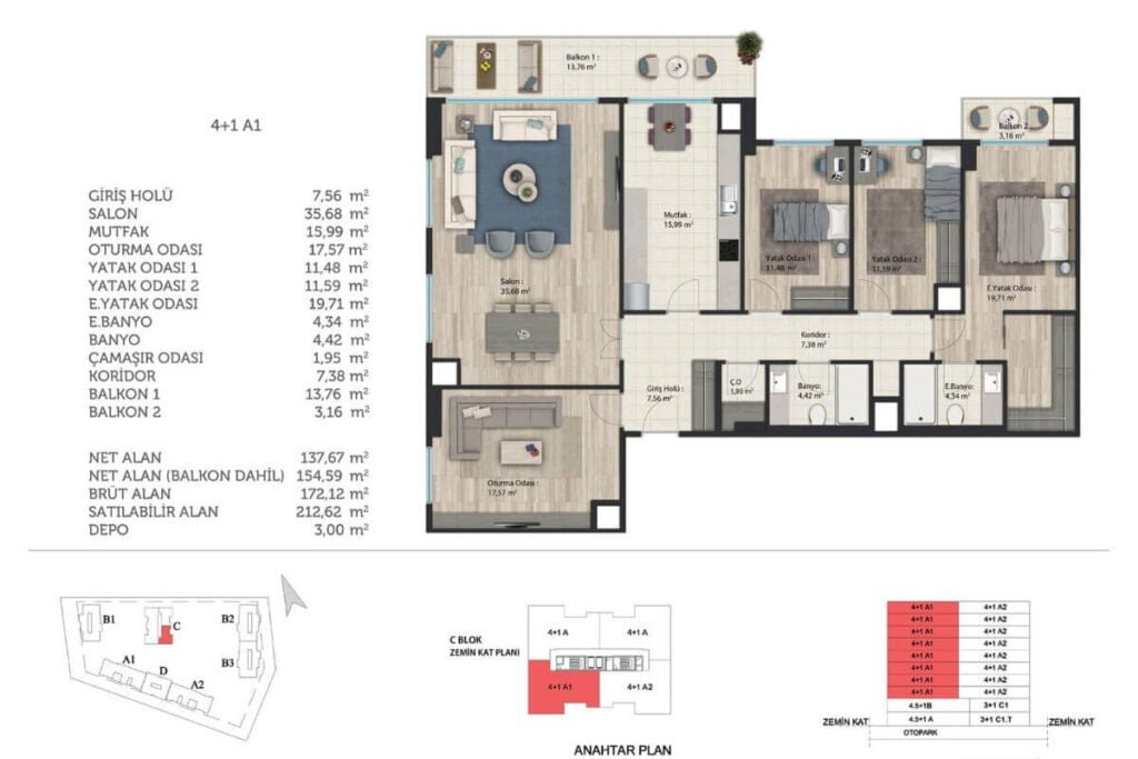 Basaksehir Avrasya Konutlari Floor Plan 4+1