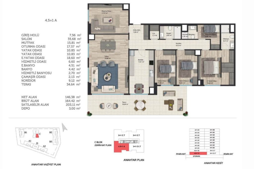 Basaksehir Avrasya Konutlari Floor Plan 4.5+1