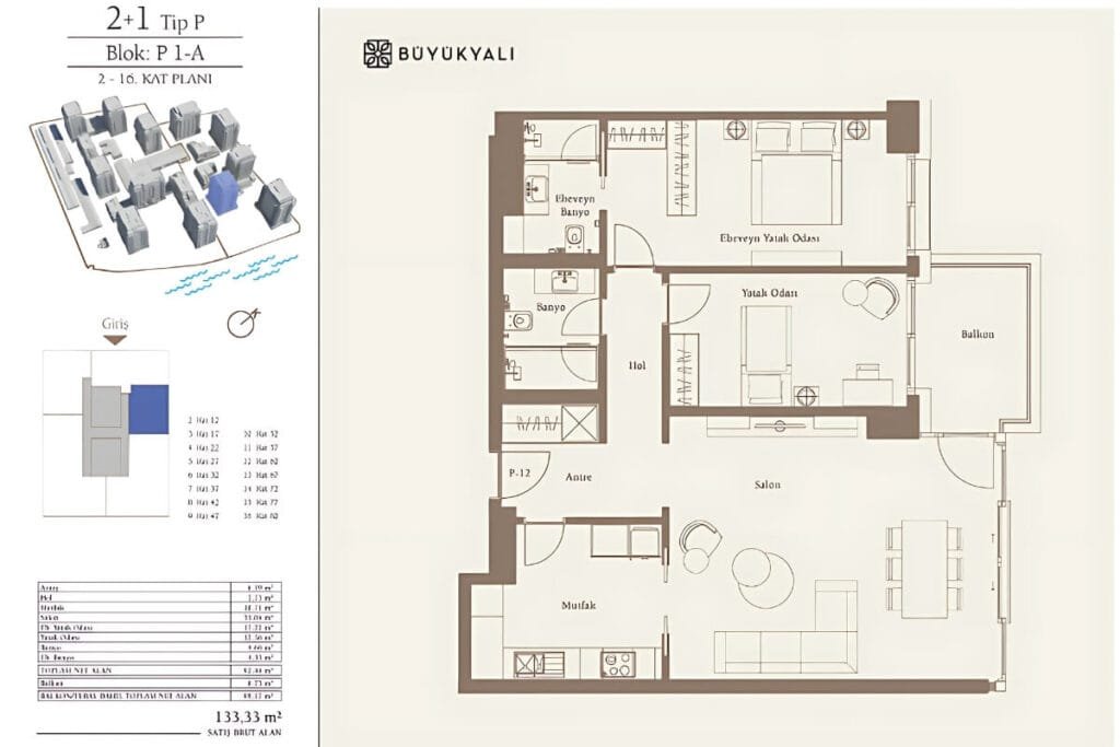 Buyukyali Floor Plan 2+1