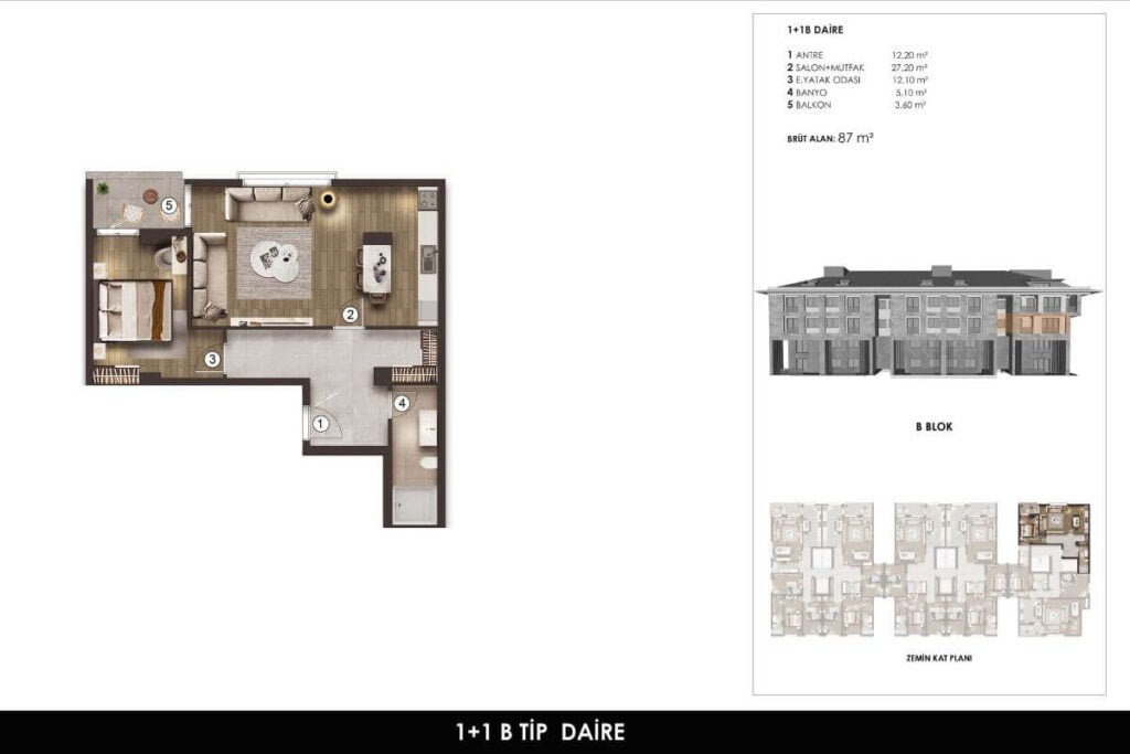 Marmarin Villas Floor Plan 1+1