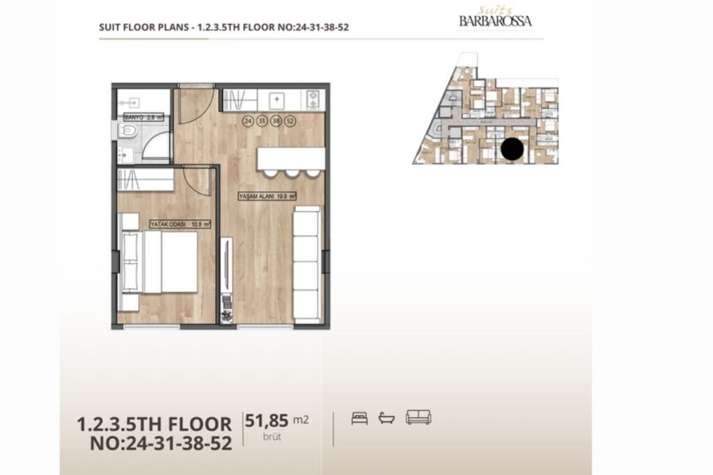 Suits Barbarossa Floor Plan 1+1