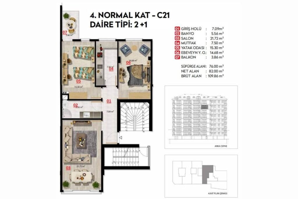 Roof Besitkas Floor Plan 2+1