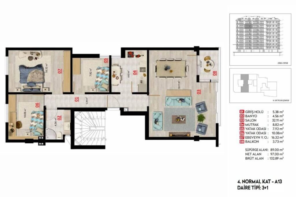 Roof Besitkas Floor Plan 3+1