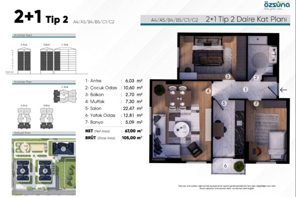 Green Life Eyupsultan 2+1 Floor Plan