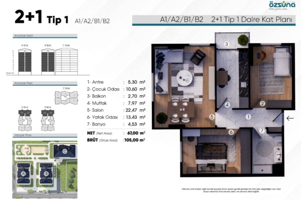 Green Life Eyupsultan 2+1 Floor Plan