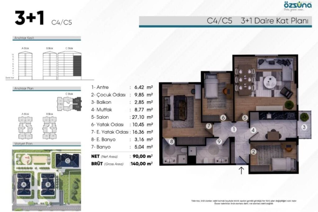 Green Life Eyupsultan 3+1 Floor Plan