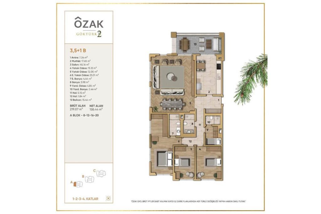 Ozak Doa Floor Plan 3.5+1