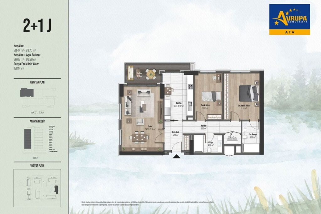 Avrupa Konutlari Ata 2+1 Floor Plan